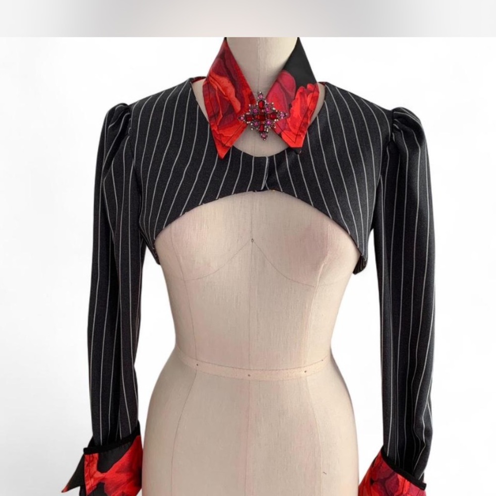 Black and Red Pinstripe Women's Blazer